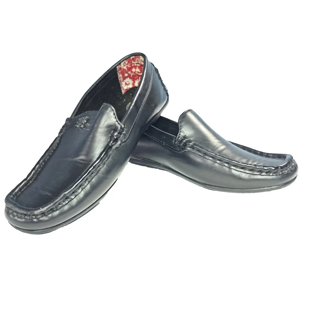 Stacy Adams Boys 12M Black Leather Driving Loafers Slip On Moc Toe Dress Casual